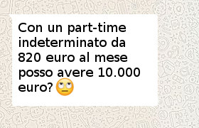 prestito 10000 euro reddito 820 euro part-tiime