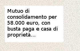 mutuo di consolidamento di 58.000 euro