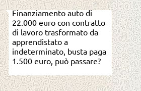 finanziamento auto 22000 euro contratto apprendistato trasformato