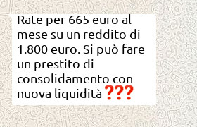 consolidamento posizione debitoria di 665 euro al mese