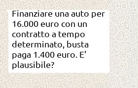 finanziamento auto 16000 euro, contratto a tempo determinato