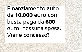 finanziamento auto 10000 euro, reddito 600 euro