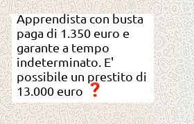 Prestito 13000 euro per apprendista con garante
