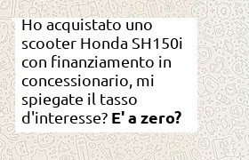 finanziamento Honda SH150i chiarimenti tasso