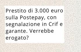 mini prestito bancoposta con segnalazione in crif e garante