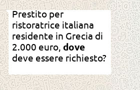 Richiesta prestito in grecia da ristoratrice italiana con ristorante in Grecia