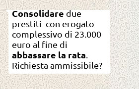 consolidamento prestito 15000 e 8000 con nuovo finanziamento di 20000