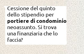 cessione quinto per portiere di condominio neoassunto