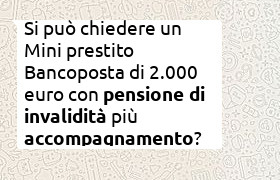 mini prestito bancoposta 2000 euro con invalidit� e accompagnamento
