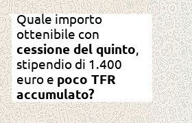 importo ottenibile cessione quinto con 1100 euro di TFR