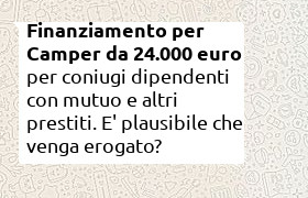 finanziamento camper 24000 euro con già mutuo e altre due piccole rate