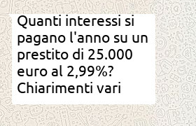 come calcolare interessi prestito 25.000 euro con tasso del 2,99%
