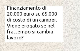 finanziamento camper di 20000 su 65000 di costo complessivo